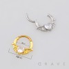 CZ HEART BAT WING SEPTUM CLICKER RING 316L SURGICAL STEEL